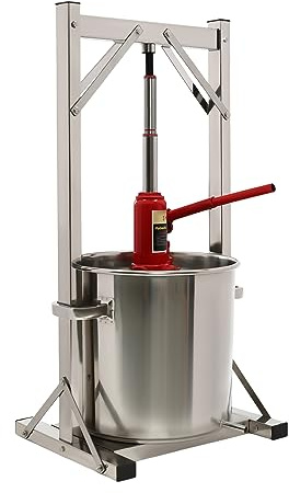 ROMYIX Presse à vin de fruits de 22 L, presse à cidre en acier inoxydable avec hydraulique pour cidre, raisin et matériel de fabrication de vin