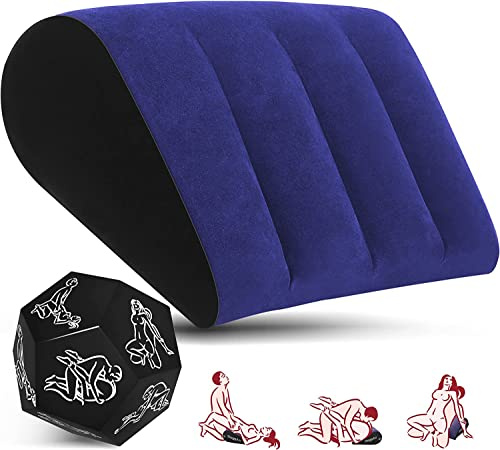 Prosixtoy Giocattoli Sesso Cuscino Posizione Sesso - Triangolo Gonfiabile Rampa Sesso Dadi Gioco Arredamento Erotico Giocattolo per Coppie Posizione più Profonda Cuscino per Uomini Donne Coppie(Blu)