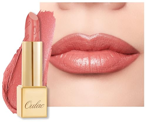 OULAC Rouge a Levre Mat Corail, Effet Pailleté Métallique, Rouge à Lèvres Mat Métallisé Longue Tenue, Hydratation et Confort pour les Lèvres, Vegan, 4,3g (GM08) Enthusiasm