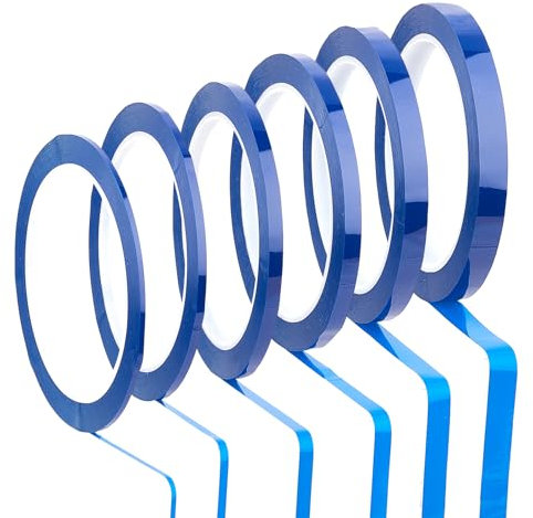 NICENEEDED 6 rollos de cinta adhesiva de vinilo azul, cinta de rayas finas, cinta adhesiva Fineline para curvas de pintura de automóviles