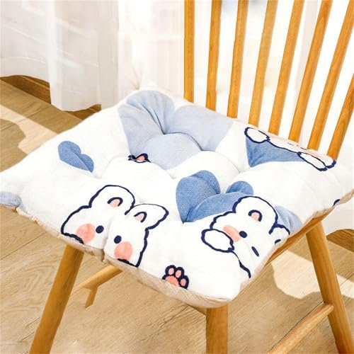 Sitzkissen Kinder Stuhlkissen für Schule, Memory Foam Kissen, Verdicktes PlüSch Sitzkissen, Winter Warm Zu Halten Rutschfeste Sitzkissen für Outdoor & Indoor Gartenstuhl (Kaninchen,40X40 cm)