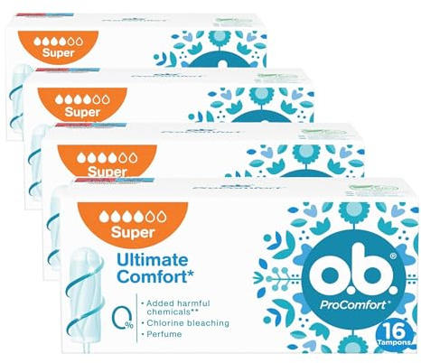 O.B. Pro Comfort, Super Tampon, 16 Pack (Paquete de 4)