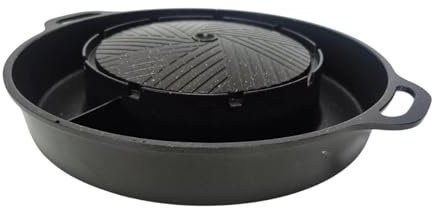 LOVIVER Grill Pan 2 in 1 Korean BBQ Grill Barbecue Griddle Barbecue Meat Tray Hot Pot BBQ Stoves for Travel Home Family Indoor Outdoor, M