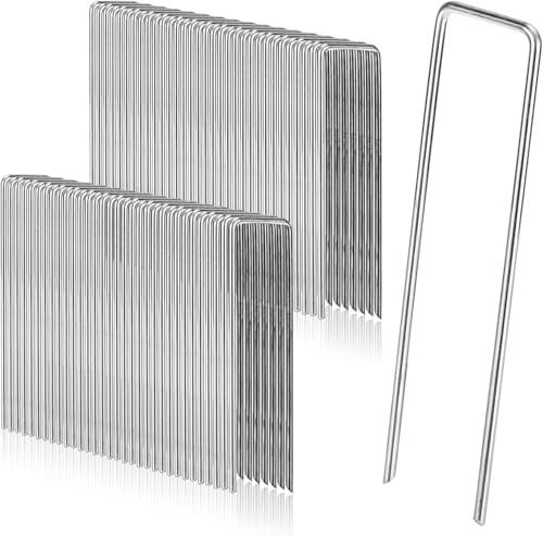50 ancoraggi anti ruggine per non erbacce, zincati, anti ruggine, in filo di acciaio, per campeggio, picchetti da terra, ganci di fissaggio stabili, lunghezza 200 mm, larghezza 40 mm, diametro 2,5 mm