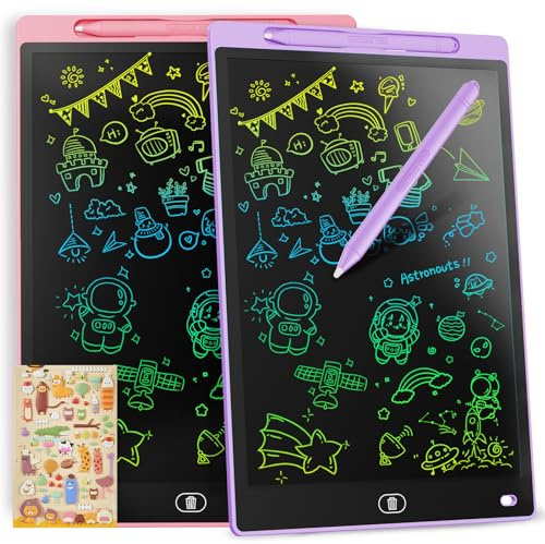 [2 Pack] Pizarra de Escritura LCD de 10 Pulgadas, Tablero de Dibujo Portátil Borrable, Regalo para Niños, Tableta Gráfica para Juegos Infantiles 2, 3, 4, 5, 6 años(Rosa&Púrpura)