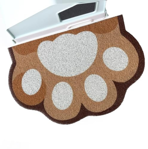 Rarenut Cute Cat Litter Mat 24”x16”, Litter Box Mat, Litter Trapping Mat, Soft on Kitty Paws, Easy Clean, Anti Slip, Pet Accessories, Door Floor mats - Brown White60*40