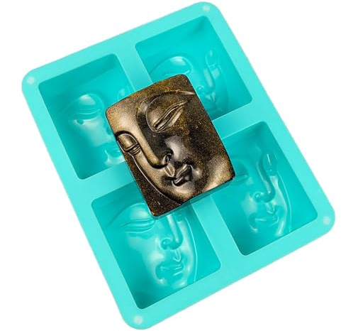 Stampi per sapone con volto umano 4 fori Buddha ritratto resina silicone fusione decorazioni da tavolo