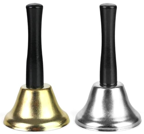 Campanella a Mano,2 PCS Campana di Babbo Natale,Campana da Tavolo,Santa's bell,Accessori Natale,Sonaglio a Mano Natalizio