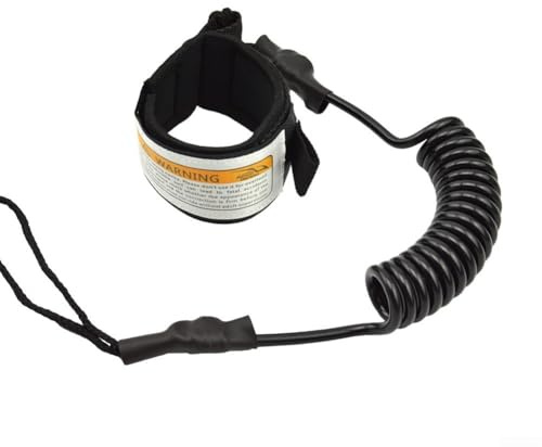 Cuerda de mano en espiral para tablas de remo y surf, correa de seguridad de 5 pies con gancho y bucle ajustable y fuerte sujeción (negro)