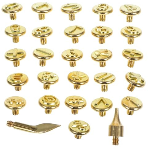 GATHINESS Set 2 Kit Pirografo Legno Numeri in Ottone per Incisione su Pelle Carta e Legno Strumento Completo per Progetti Creativi DIY e Marchiatura Portatile