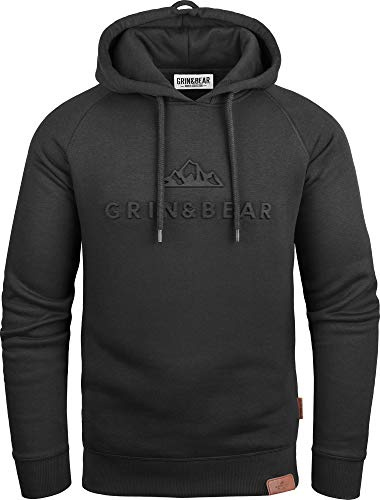 Grin&Bear Huvtröja för män, smal passform, huvtröja, huvjacka med stämplad designlogotyp, GEC540