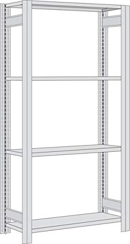 Regalwerk BERT Regal 150|4 Grundfeld 2000 x 1005 x 600 mm - mit Kreuzdiagonalen - Fachlast 150 kg - 4 Stahlfachböden