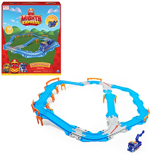 Mighty Express Set med 32 anslutningsbara delar och exklusiva Milo tåg, barnleksaker 3+
