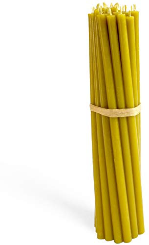 Diveevo Velas de cera de abejas de la iglesia №7 – Velas de altar 17 unidades I L-35,5 cm de diámetro -17,0 mm I 410 min de tiempo de combustión en amarillo I 1 kg, sin goteo ni humo
