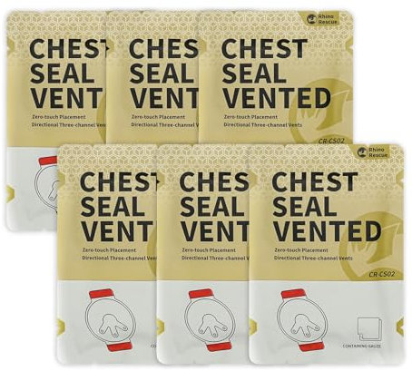 RHINO RESCUE Vent Chest Seal, Notfall-Trauma-Verband, Erste-Hilfe-Set, Sterile Verpackung (6 PCS)