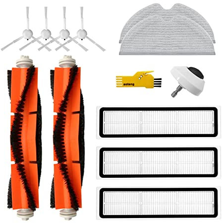 aotengou Kit Accessori di Ricambio per Dreame L10 Pro Dreame D9 Robot Aspirapolvere 12 Confezioni 2 Spazzole Principali, 3 Filtri, 4 Spazzole Laterali, 2 Panni Mop e 1 Ruota Anteriore