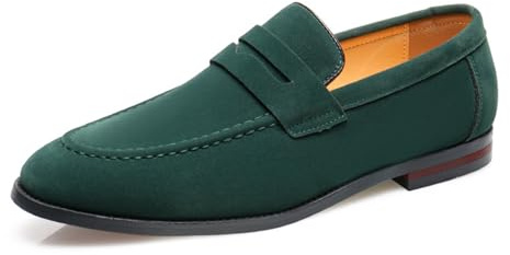 Uomo Mocassini Casual Slip on Shoes PU Pelle Penny Loafers per Gli Uomini,Verde,44 EU