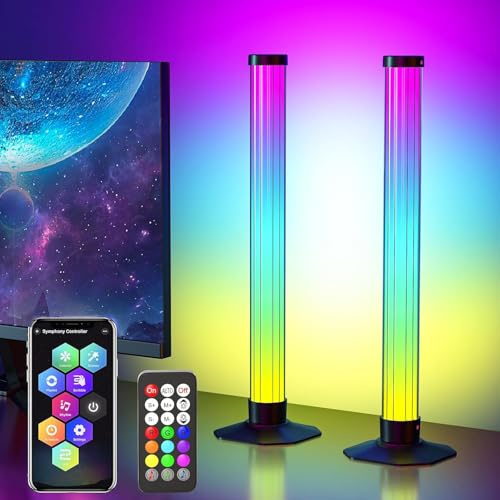 FUPT LED Lightbar,360° Smart LED Light Bar,RGB Gaming Lampe Sync mit Musik,TV Hintergrundbeleuchtung Lightbar mit Fernbedienung und App Kontrolle für TV,Gaming,Zimmer Deko (2 Stück)