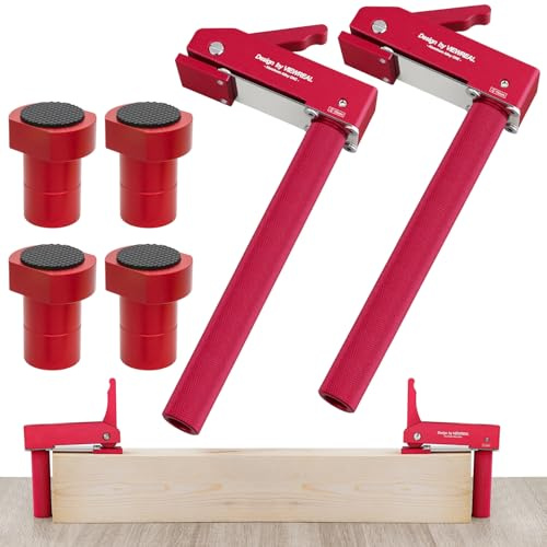 Bench Dog Clamp,3/4(19mm) Bench Dog Hole Clamp for Woodworking, Adjustable Quick-Lock Bench Clamps for Woodworking, Non-Marring Pads, Long Handle Holdfast for MFT Table (6-Piece Set)