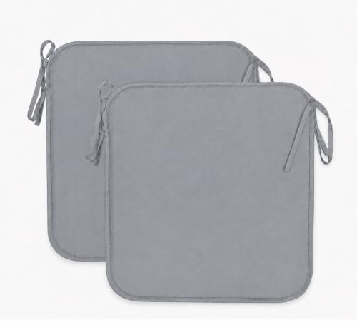 L S U Waterproof Chair Cushion Seat Pads Outdoor Tie-On Garden Patio Kitchen Office Chairs- Pack of 2, 4, 6, 8 (Pack 2 Grey)