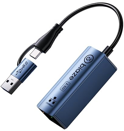 USB 3.1 USB/tipo C a RJ45 doppia porta 2.5G adattatore LAN Ethernet adattatore 2500Mbps Gigabit adattatore di rete su alluminio compatibile con MacBook/Windows/Linux/Android per laptop, desktop
