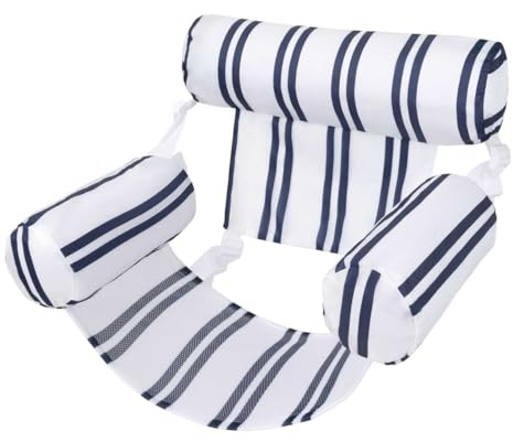 Flamingueo Wasserhängematte - Schwebender Sitz - Kopfstütze und Armlehne - PVC und Polyester - Gestreiftes Design - Blau