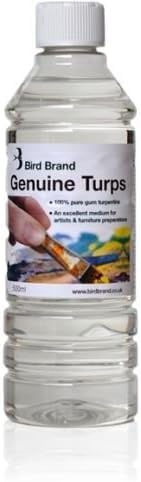 500ml, Genuine Turpentine Liquid, Pure Natural Solvent and Paint Thinner, Cleaning and Degreasing Agent for Oil Paints, Brushes, and Wood Finishes, Fast Evaporating