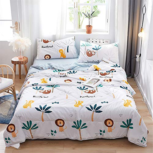 Surwin Colcha Acolchada Bouti Colcha de Verano, Estampada Animales de Linda Ligero Reversible Suave Cubrecama Microfibra Edredón Manta para Sofa - Todas Estaciones (Zoo,200x230cm)