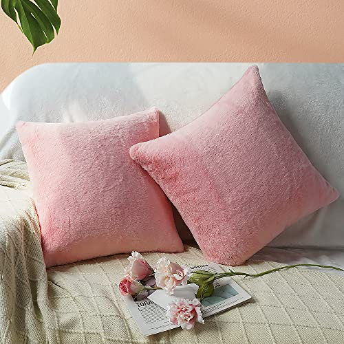Fittia 2-er Set Superweich Kissenbezug Weihnachten Kissenhülle Plüschkissen WurfKissenbezug Weihnachten Kissenhülle Sofakissen Couchkissen Dekokissen Kuschelkissen für Sofa Couch, Rosa, 40x40cm