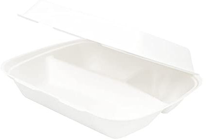 BIOZOYG Recipiente para comida con 3 compartimentos de caña de azúcar I sostenible y biodegradable I para comida fría y caliente sin revestir 25x20x7,5 cm I 50 cuencos con 3 divisiones