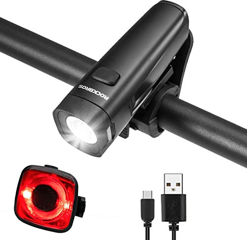 ROCKBROS Fahrradlichter Set, Fahrradbeleuchtung LED Fahrrad Rücklicht USB Aufladbar Akku StVZO Zugelassen IPX5 Wasserdicht Rennrad Rücklicht vorne und Rücklicht