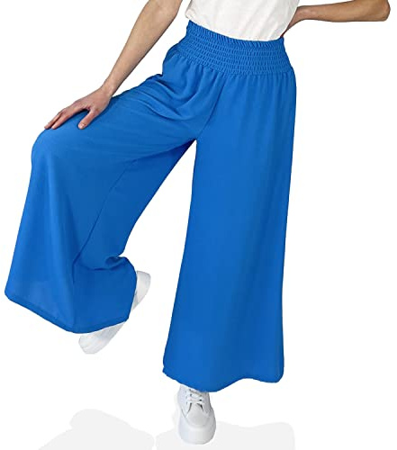 GLOMY Pantalone Donna Tuta Leggero a Zampa Larga Vita Alta Pants da Jogging Elasticizzato, Made in Italy, Blu Scuro Inverno