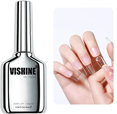 Vishine Gel Polishing 3-in-1 Solution for Acrylic Nail and False Nail, Super Strong Brush-On Gel Adhesive, UV/LED Lamp Required
