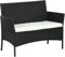 Outsunny Rattan PE und Stahl Gartensofa, 2-Sitzer Outdoor Sofa mit Kissen und Armlehnen, 100x54x80cm, Schwarz