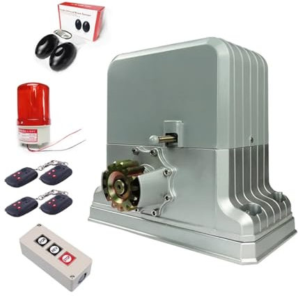 Operador de puerta corredera Galo y abridor de puerta rodante/corrediza for puerta industrial de automatización del hogar-1800kg no se oxida,Seguridad Confiable(Kit2)