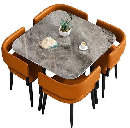 Modernes Besprechungstisch-Set mit 4 Stühlen, quadratisch/rund, Esszimmermöbel für kleine Räume