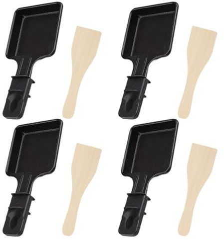 Sartenes antiadherentes para raclette, 4 sartenes antiadherentes para barbacoa, sartenes antiadherentes, sartenes de queso multifunción con espátula para restaurante, cocina interior y exterior