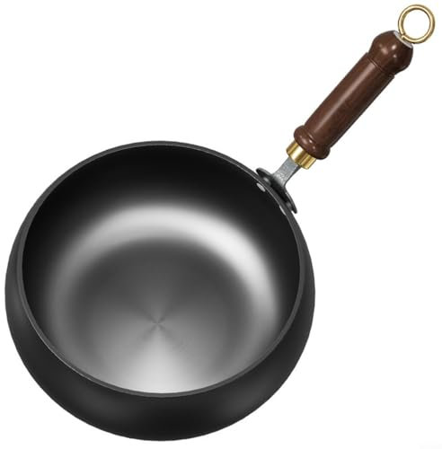 Gettimore Poêle à frire forgée de 26,5 cm, poêle à frire en fer non revêtu, grande casserole forgée à la main pour sauter sur la cuisinière (sans couvercle)