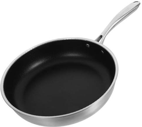 Toyvian Sartén de Acero Inoxidable Antiadherente 30 Cm Fondo Plano y Diseño Panal, Sartén Pequeña para Huevos y Filetes, Apta para Cocina Eléctrica y Gas, Adecuado para Desayuno y Cocinar