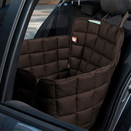 Doctor Bark Hunde 1-Sitz-Autoschondecke für die Rücksitzbank, All-Side Schutz mit Reißverschluss für alle PKWs und SUVs, M in Braun