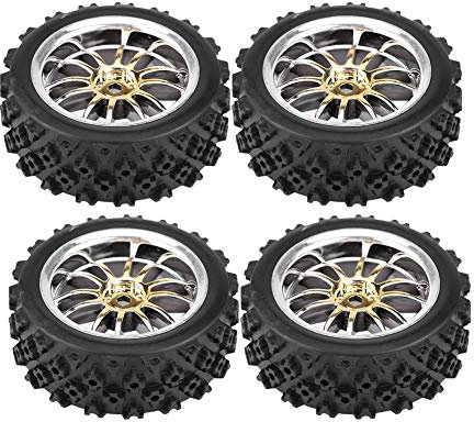High Performance RC Car Tires, 4 Pcs Rubber Racing Tyres Wheel Upgrade, Durable Off-Road Model Car Parts for 1:10 Scale Racing