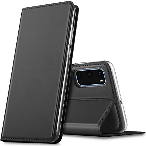 Verco mobilfodral för Samsung Galaxy S20, Premium bokväska flip fodral för Galaxy S20 skal plånboksfodral pu läderväska [integrerad magnet], Svart