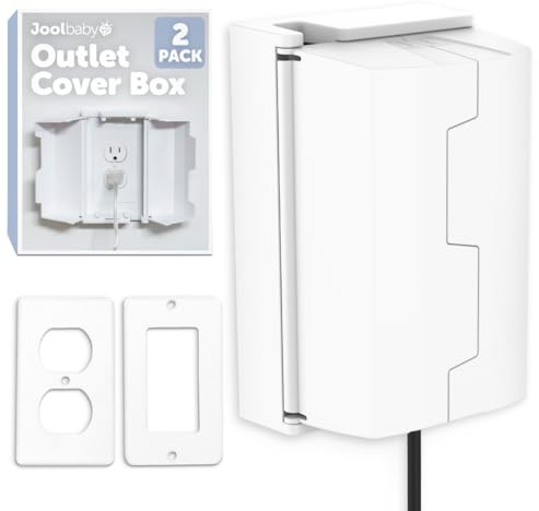 Outlet Cover Box for Child Safety (2 Pack) Duplex & Decorator Electrical Outlet Plates, Concealed Access Buttons, and Spacious Compartment - Jool Baby