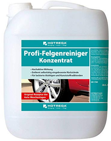 HOTREGA Profi Felgenreiniger Konzentrat Gebinde, Alufelgenreiniger, Felgenpflege, Stahlfelgen, Radblenden, Inhalt:10 Liter