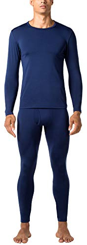 LAPASA Ensemble de sous-Vêtements Thermiques Homme Haut & Bas Maillot de Corps Manches Longues & Pantalon Chaud Automne/Hiver Bleu Marine M