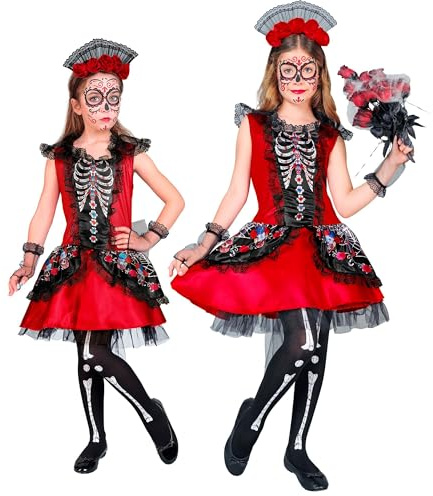 W WIDMANN MILANO Party Fashion - Costume da bambino Dia de los Muertos, vestito, Giorno dei Morti, Giorno dei Morti in Messico, scheletro