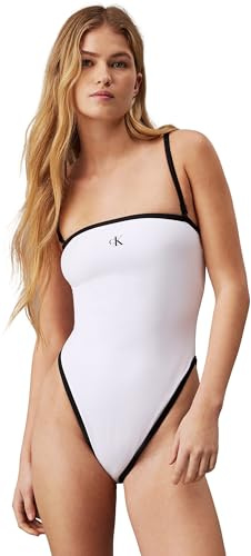 Calvin Klein Women's Bandeau Swimsuit with Detachable Straps, White (Pvh Classic White), XS