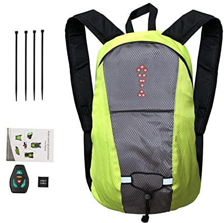Waterproof Cycling Backpack, 15L Cycling Safety Bags Backpack with LED Signal Indicator and Remote Control, USB Rechargeable Rucksack Bag Outdoor Sports Hiking Daypack for Men Women