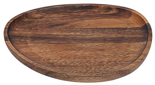 Hapivida Assiettes en Bois, Assiettes Décoratives en Bois d'Acacia, Plateaux de Service Classiques Irréguliers, Plateaux pour Fruits, desserts, Sushis, Nourriture(26 * 21cm)