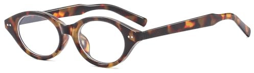 LJCZKA Occhiali Luce Blu Donna Occhi di Gatto, Occhiali da Vista Montatura Occhiali Piccoli Ovali Occhiali Anti Luce Blu per Computer Gioco Lettura (Leopardo Chiaro)